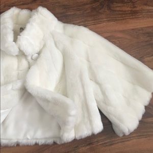 White faux fur jacket